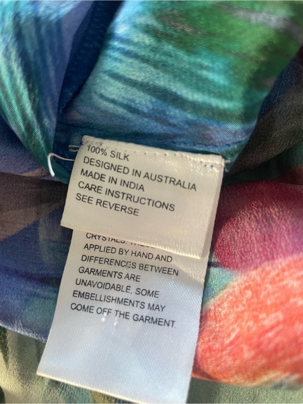 Camilla Multicolor Halter Backless 100% Silk Romper with Swarovski Crystals - Picture 11 of 11